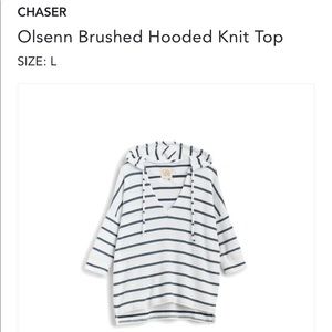 White and blue striped hooded top